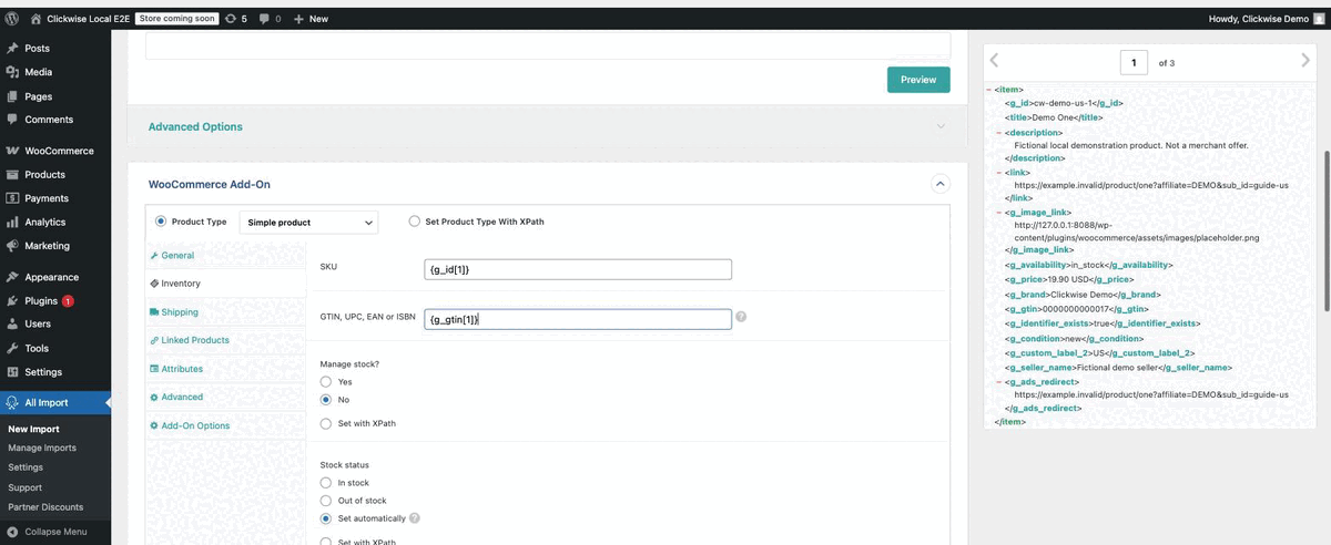 Free Simple test: SKU and GTIN mapped with leading zeros.